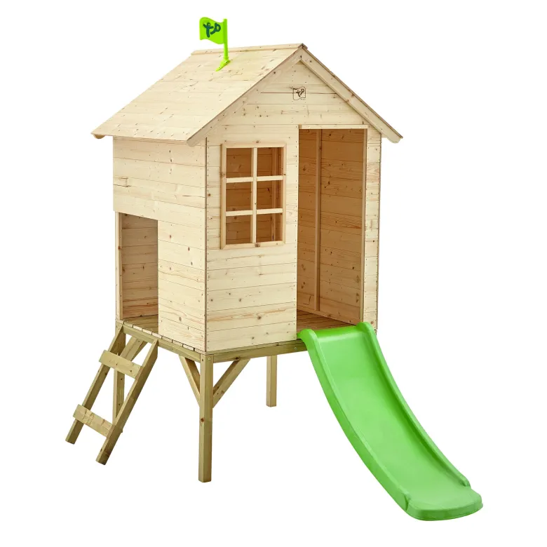 Maisonnette sur pilotis avec toboggan