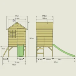 Maisonnette sur pilotis avec toboggan