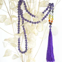 Mala yoga méditation améthyste facettée