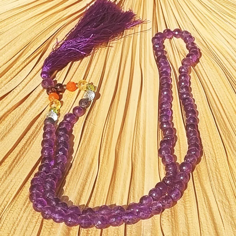 Mala yoga méditation améthyste facettée