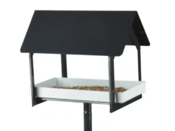 Mangeoire oiseaux acier sur pique anthracite - esschert design