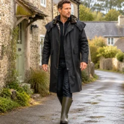 Manteau long walker and hawkes waxstock vert