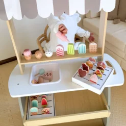 Marchande enfant +3 - chariot à glaces en bois - accessoires - soutien motricité
