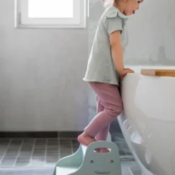 Marchepied enfant en bois aquamarine
