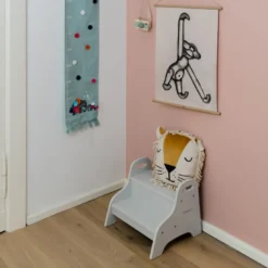 Marchepied enfant en bois gris clair