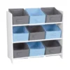 Meuble 9 panières pour enfant bleu gris