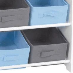 Meuble 9 panières pour enfant bleu gris
