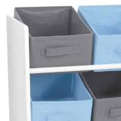 Meuble 9 panières pour enfant bleu gris