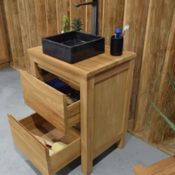 Meuble sdb en teck massif 60 cm varedo