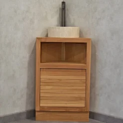 Meuble sdb teck massif 50 cm corner s
