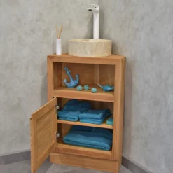 Meuble sdb teck massif 50 cm corner s