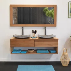 Meuble sdb teck massif 120 cm khartane