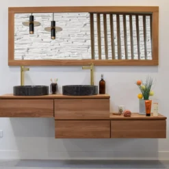 Meuble sdb teck massif khaléïconcept 180