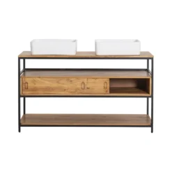 Meuble sous vasque en bois et métal