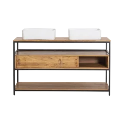 Meuble sous vasque en bois et métal