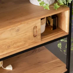 Meuble sous vasque en bois et métal