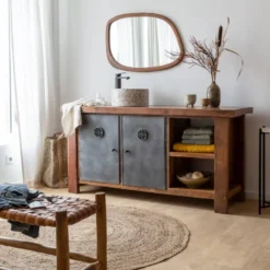 Meuble sous vasque en bois recyclé