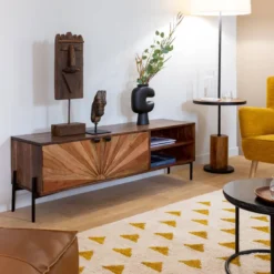 Meuble tv en bois d'acacia