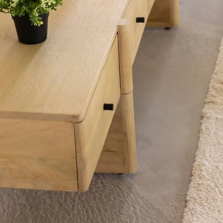 Meuble tv en bois de manguier 4 tiroirs amara