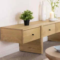Meuble tv en bois de manguier 4 tiroirs amara