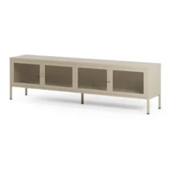 Meuble tv en métal beige 4 portes, 160 cm - latem