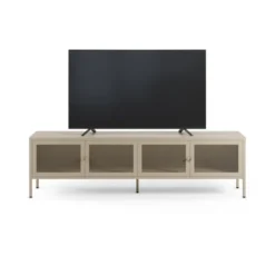 Meuble tv en métal beige 4 portes, 160 cm - latem