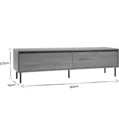Meuble tv finition bois clair chêne 2 tiroirs l160 cm aragon
