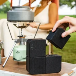 Mini mur d’enceintes bluetooth modulables 4-en-1, 20w rms rechargeable usb