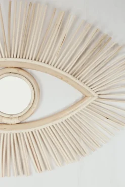 Miroir oeil en rotin