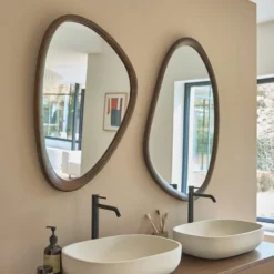 Miroir organique mindi finition noyer