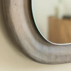 Miroir ovale en bois manguier