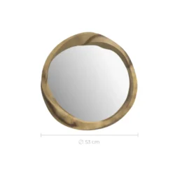 Miroir rond en bois clair de suar ondulé d53 cm - yong