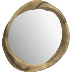 Miroir rond en bois clair de suar ondulé d53 cm - yong