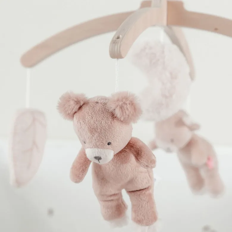 Mobile musical avec bras en bois lily et fluffy