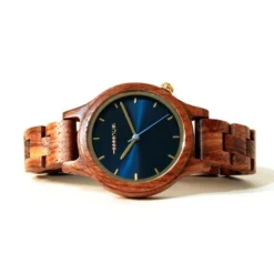Montre femme en noyer bleu abyss