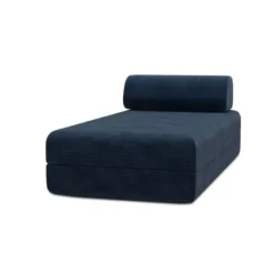 Méridienne modulable et convertible - velours côtelé Bleu