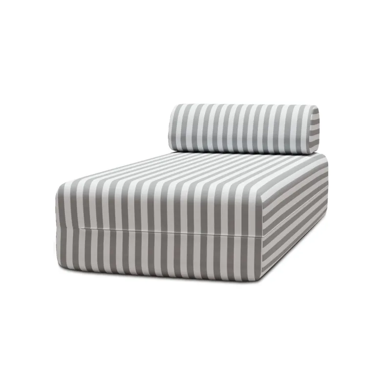 Méridienne modulable - tissu extérieur à rayures Gris