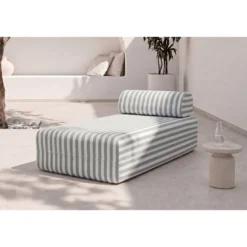Méridienne modulable - tissu extérieur à rayures Gris