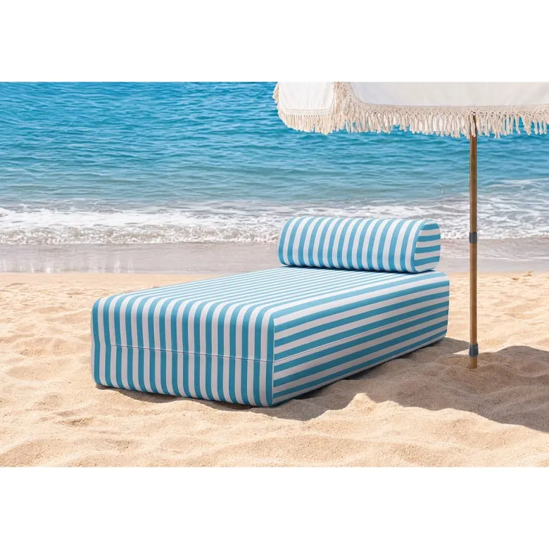 Méridienne modulable - tissu extérieur à rayures Bleu