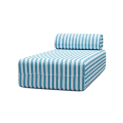 Méridienne modulable - tissu extérieur à rayures Bleu
