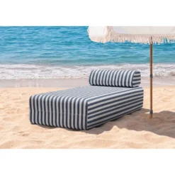 Méridienne modulable - tissu extérieur à rayures Bleu foncé
