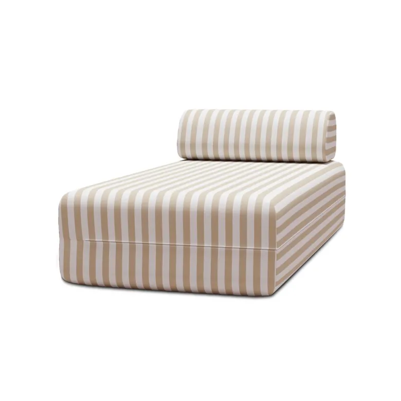 Méridienne modulable - tissu extérieur à rayures Beige