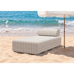 Méridienne modulable - tissu extérieur à rayures Beige
