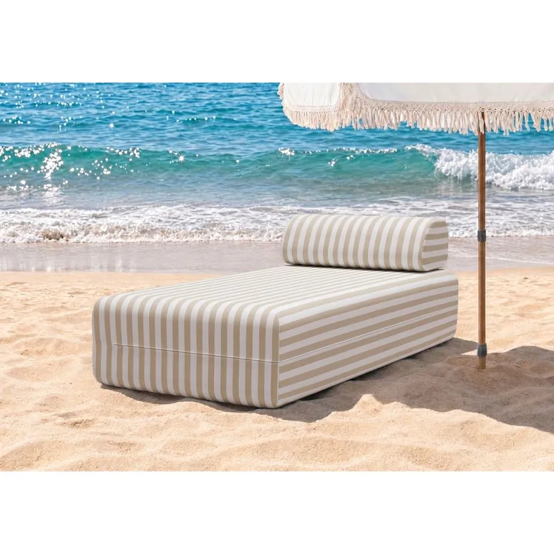 Méridienne modulable - tissu extérieur à rayures Beige
