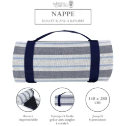 Nappe picnic xl bleu et blanc 280x140cm