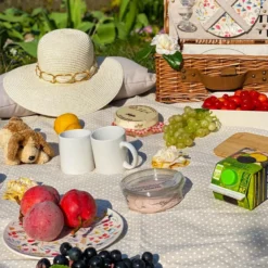 Nappe picnic xl étanche pois blancs