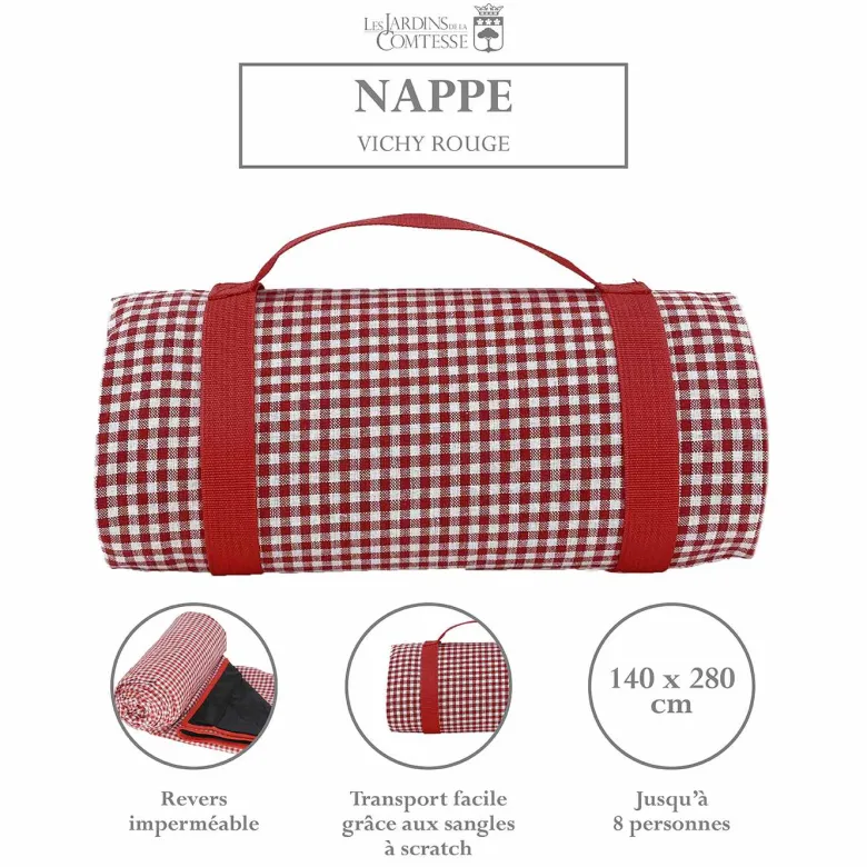 Nappe pique-nique vichy rouge (280x 140)