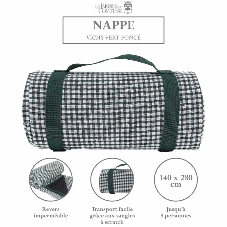 Nappe pique-nique vichy vert 280x140cm