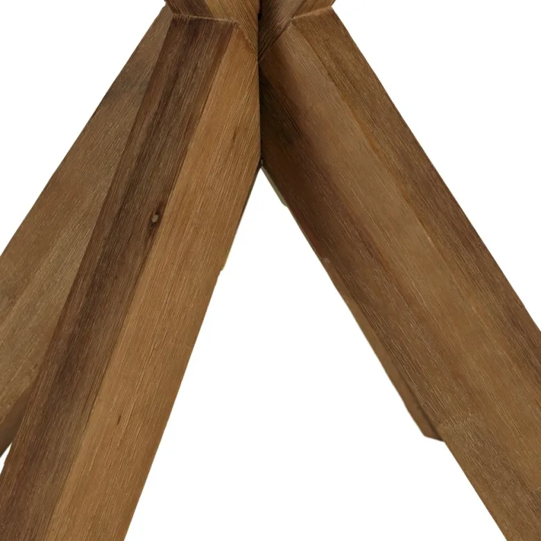 Nestor - table à manger ronde effet béton marron pied en bois d'acacia d100cm