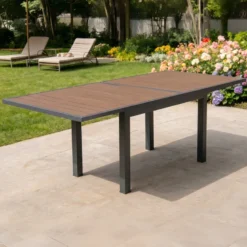 Nido table de jardin extensible 180 cm en aluminium et bois d'eucalyptus
